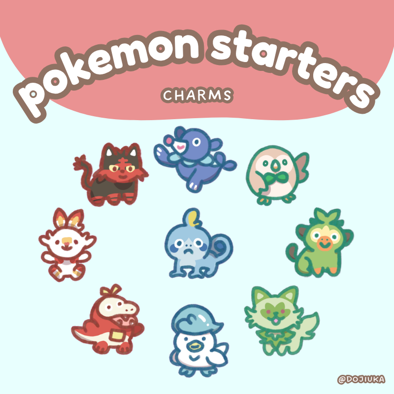Poke Starters Keychain (Gen 1-9)
